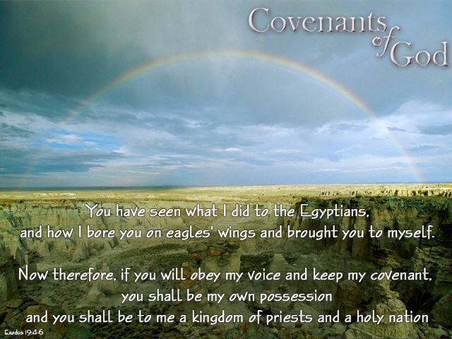 Exodus 19:4-6 - You have seen what I did to the Egyptians, how I bore you on eagles' wings and brought you to myself.  Now, therefore, if you will obey my voice and keep my covenant, you shall be my own possession and you shall be to me a kingdom of priest and a holy nation.